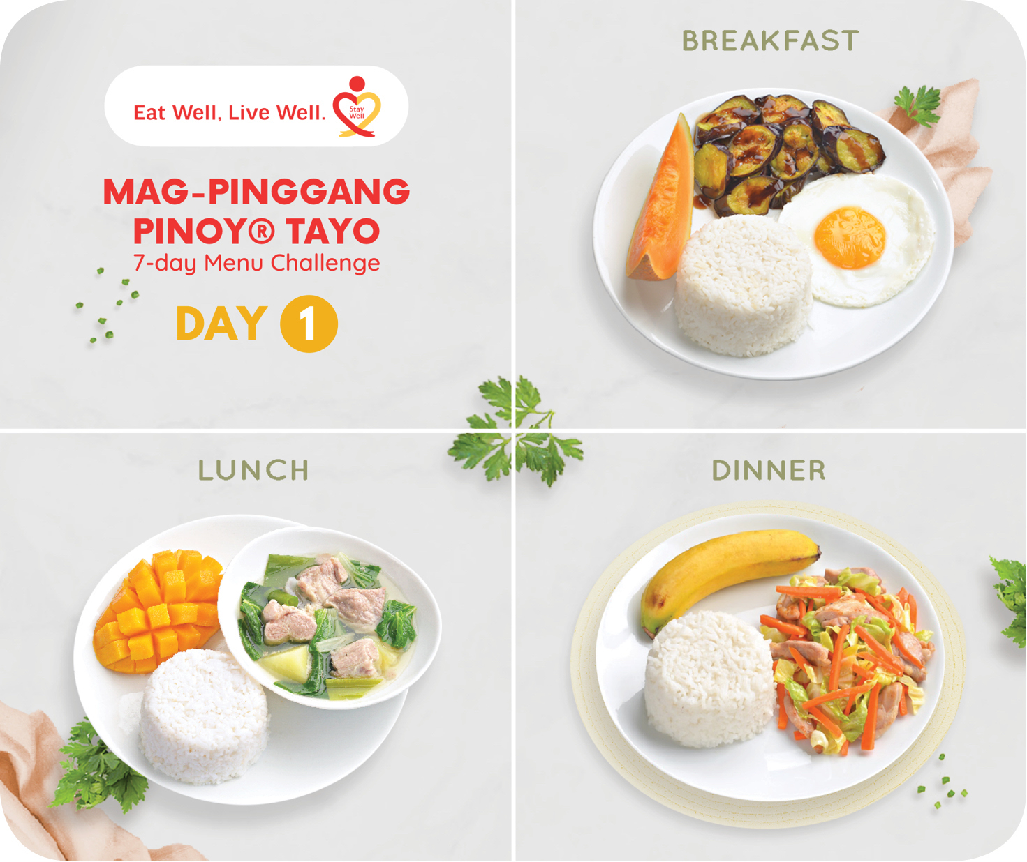Day 1 Mag-Pinggang Pinoy® Tayo 7-day Menu Challenge