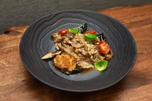 Nick Lee’s Butter Poached Abalone, served with roasted mushroom risotto